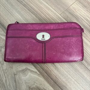 Fossil Purple Leather Wallet